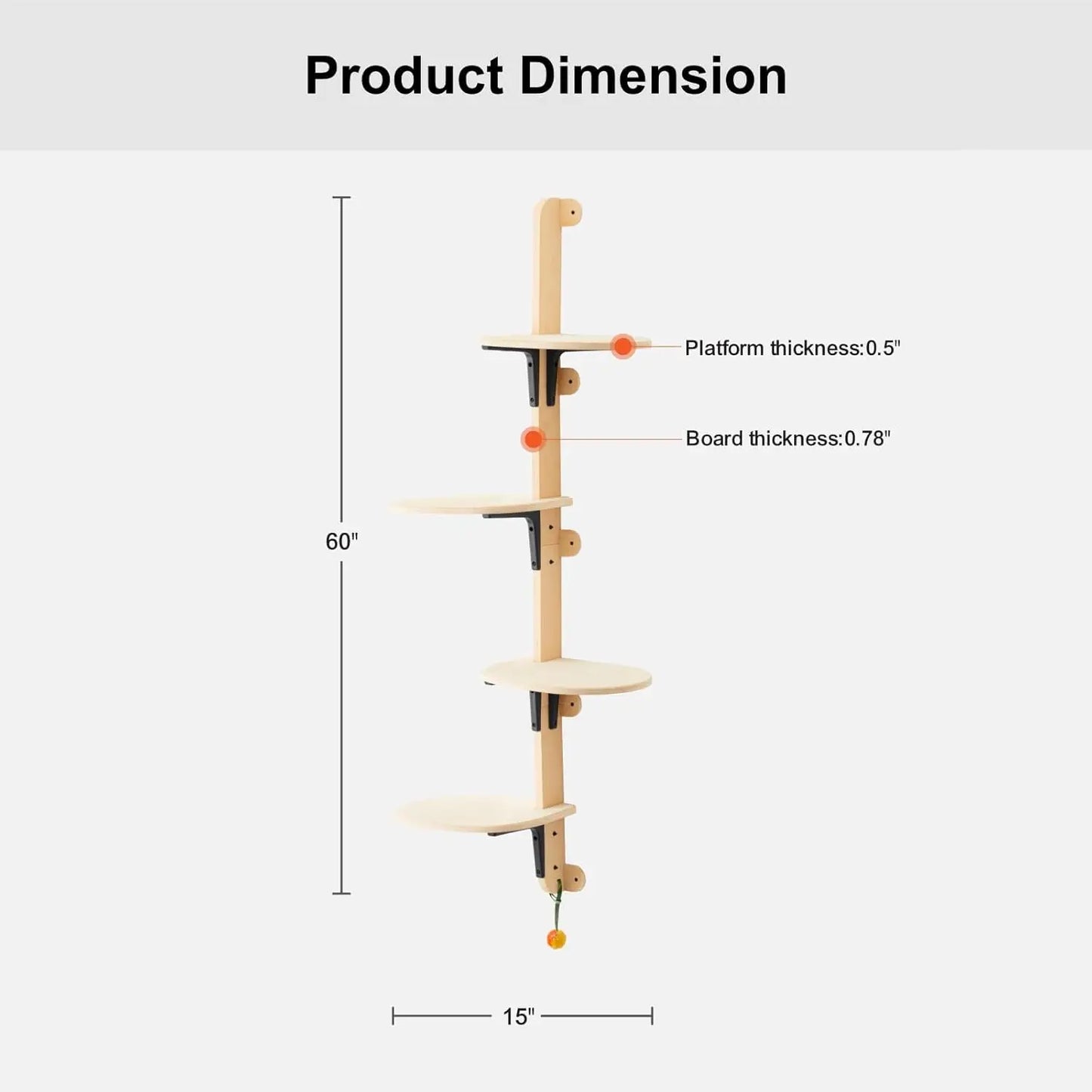 MEWOOFUN Four-Level Wall Mounted Cat Climber Shelves