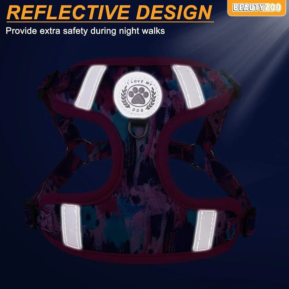 XMSJ Adjustable No Pull Dog Harness Leash Set Reflective