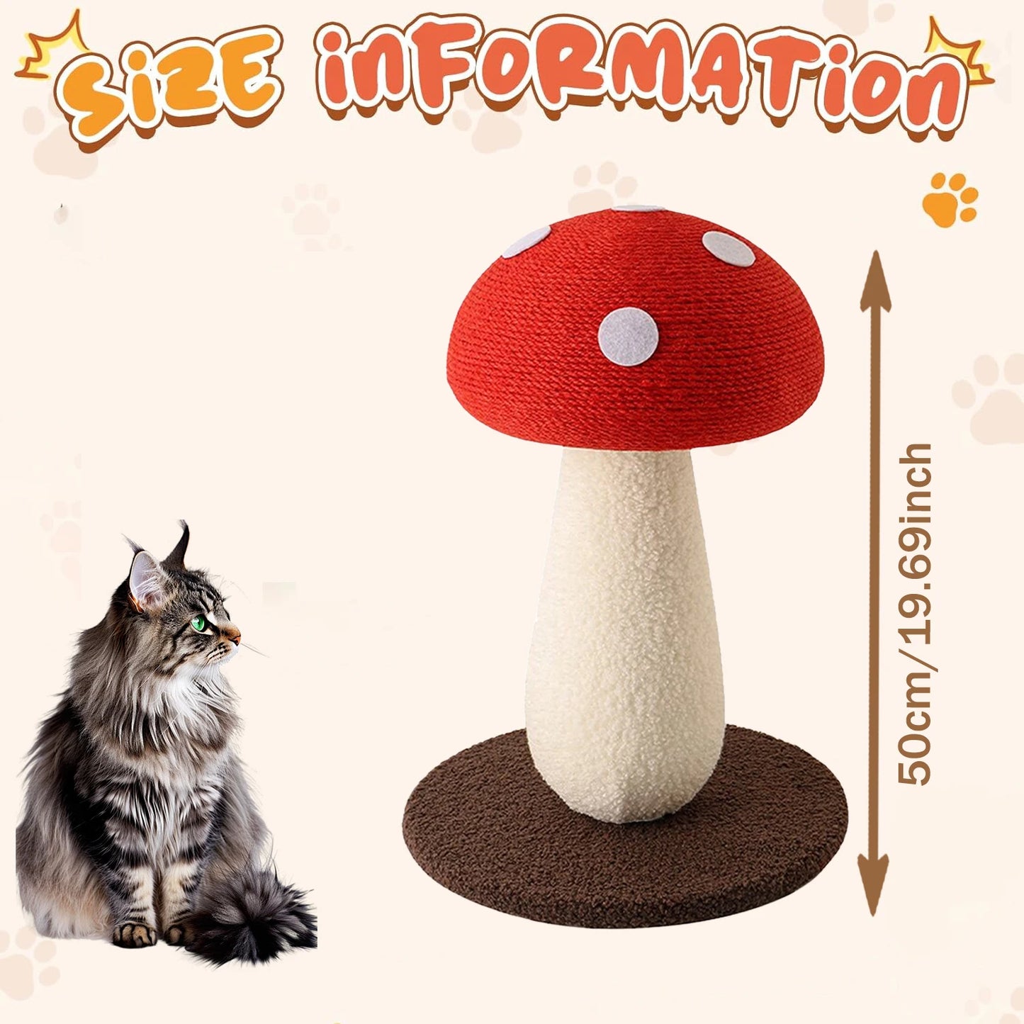 Oor Cats Mushroom Cat Tree Scratching Post Sisal Tower