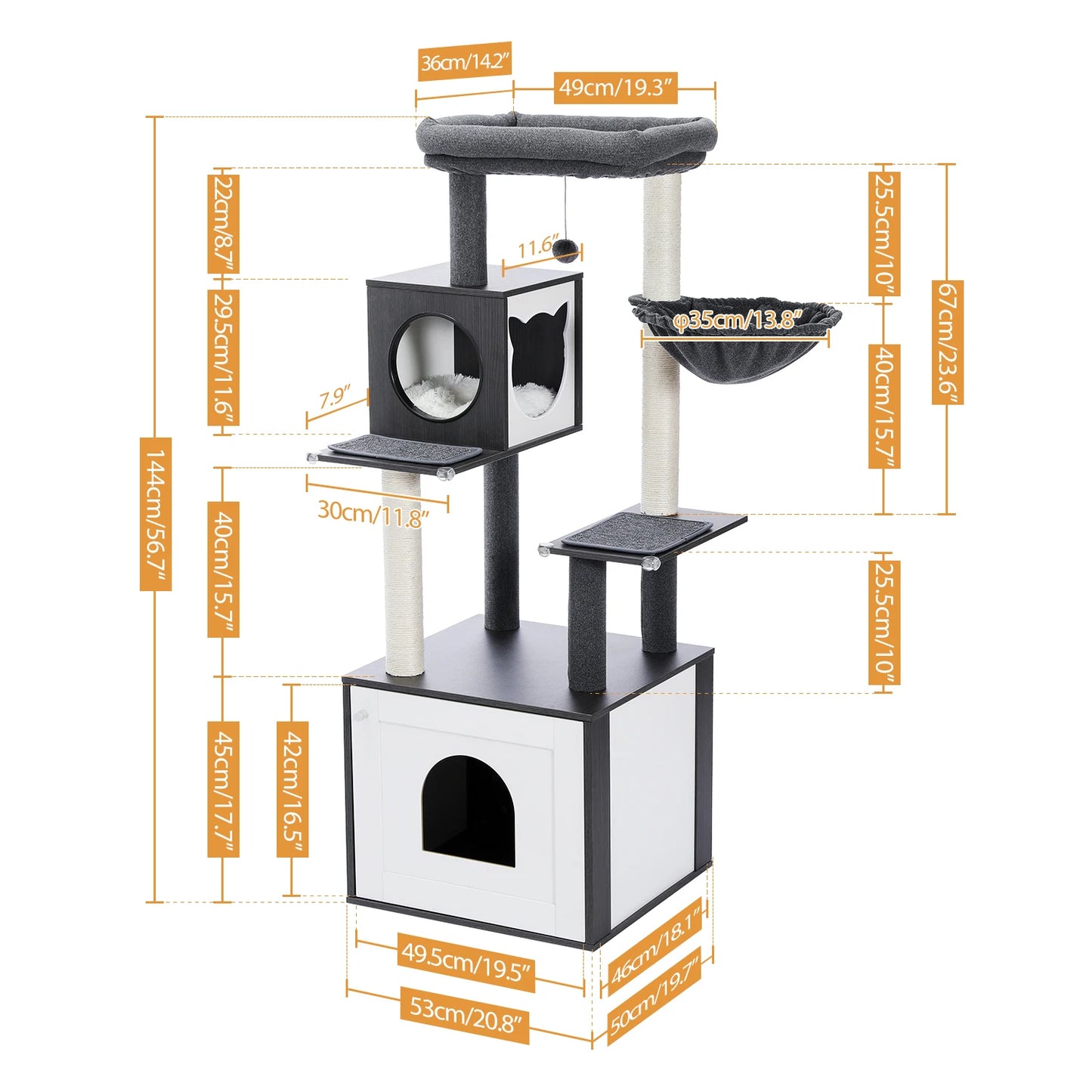 PAWZ Road Multi Level Cat Tree Wood Tower Scratcher