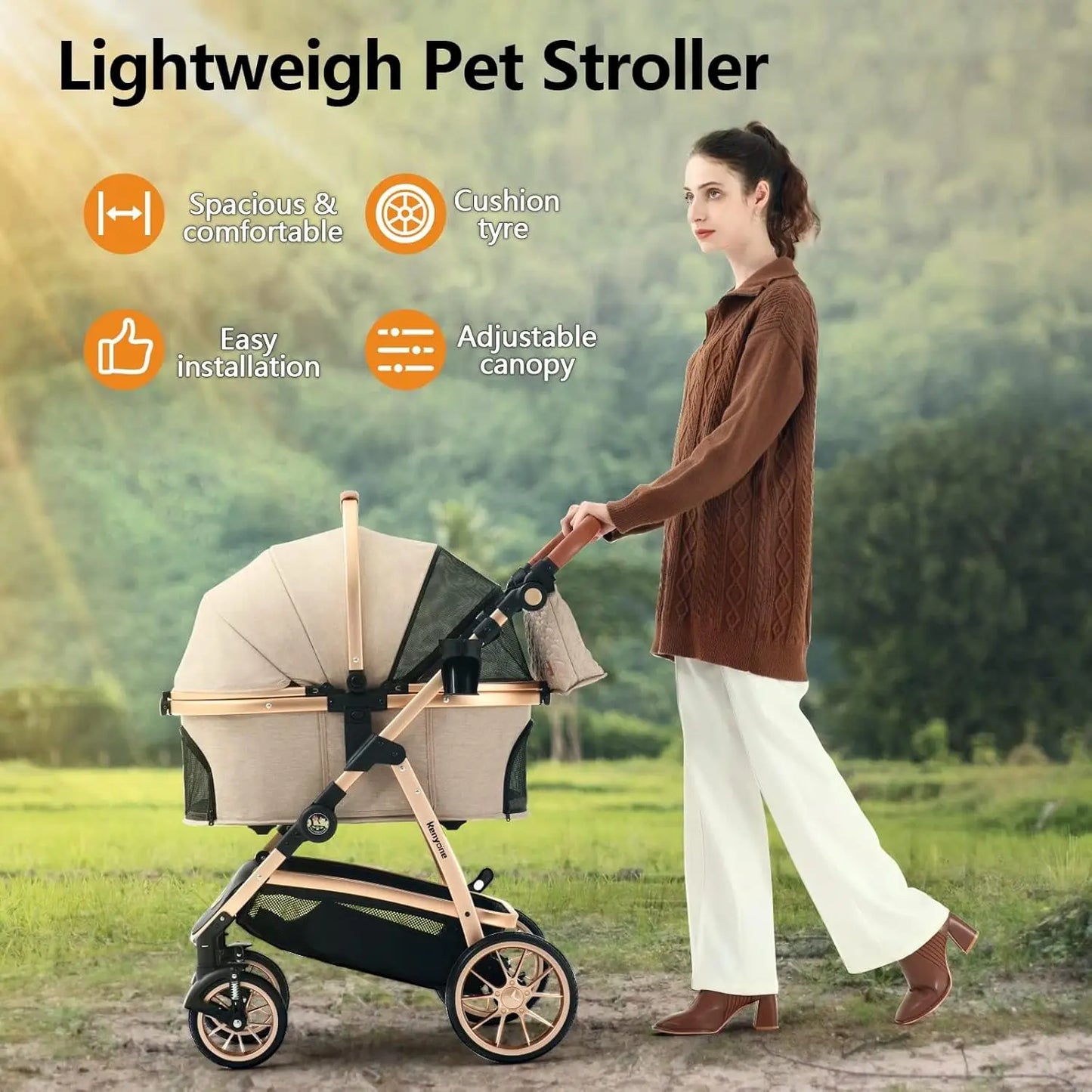 XMSJ 3 In 1 Pet Stroller For Small Dogs And Cats Luxury
