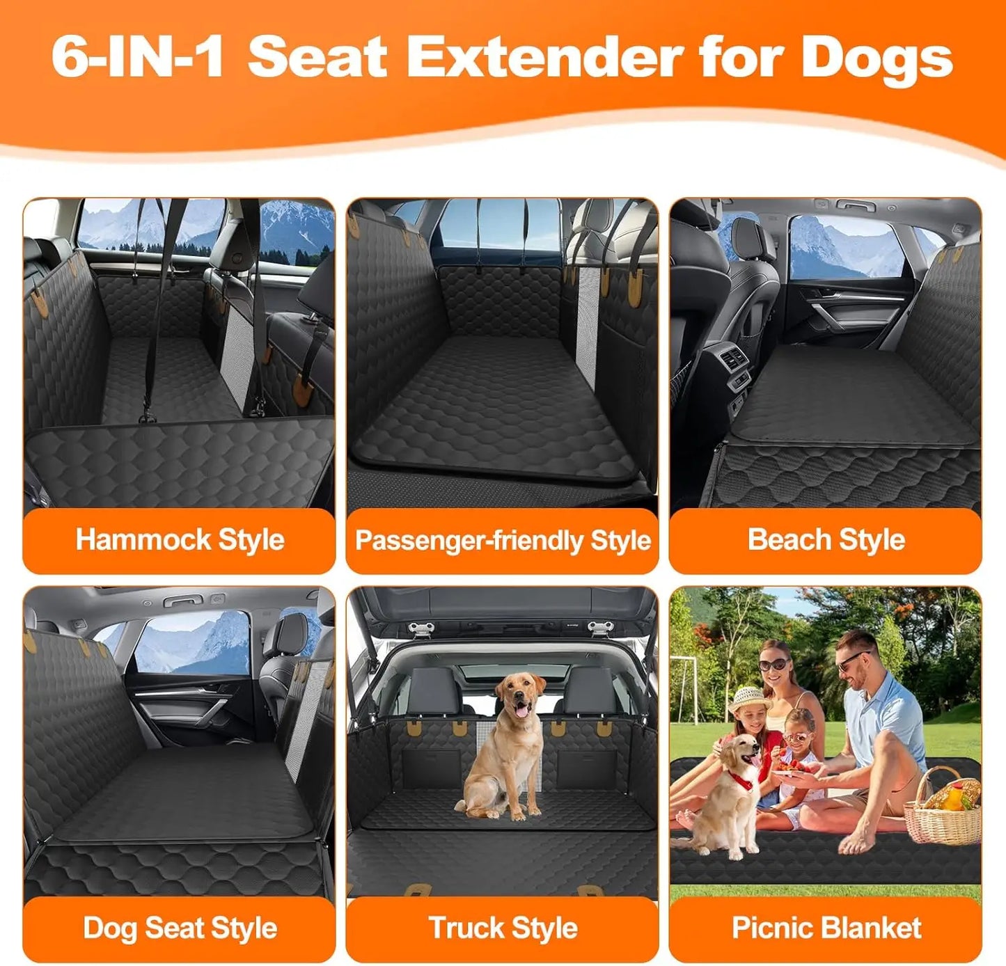 Wedyvko Waterproof Dog Car Seat Cover Hammock for Back Seat