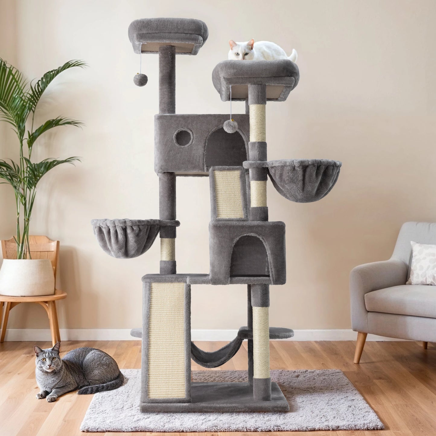HOOMIC Cat Tree Tower Plush Perches for Large Cats