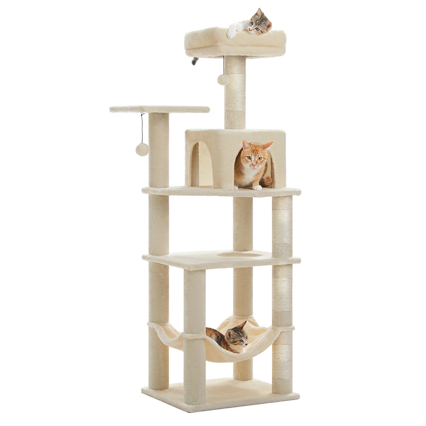 PEQULTICN Multi Level Cat Tree Tower With Private Condo Top Perches Hammock Natural Sisal Posts