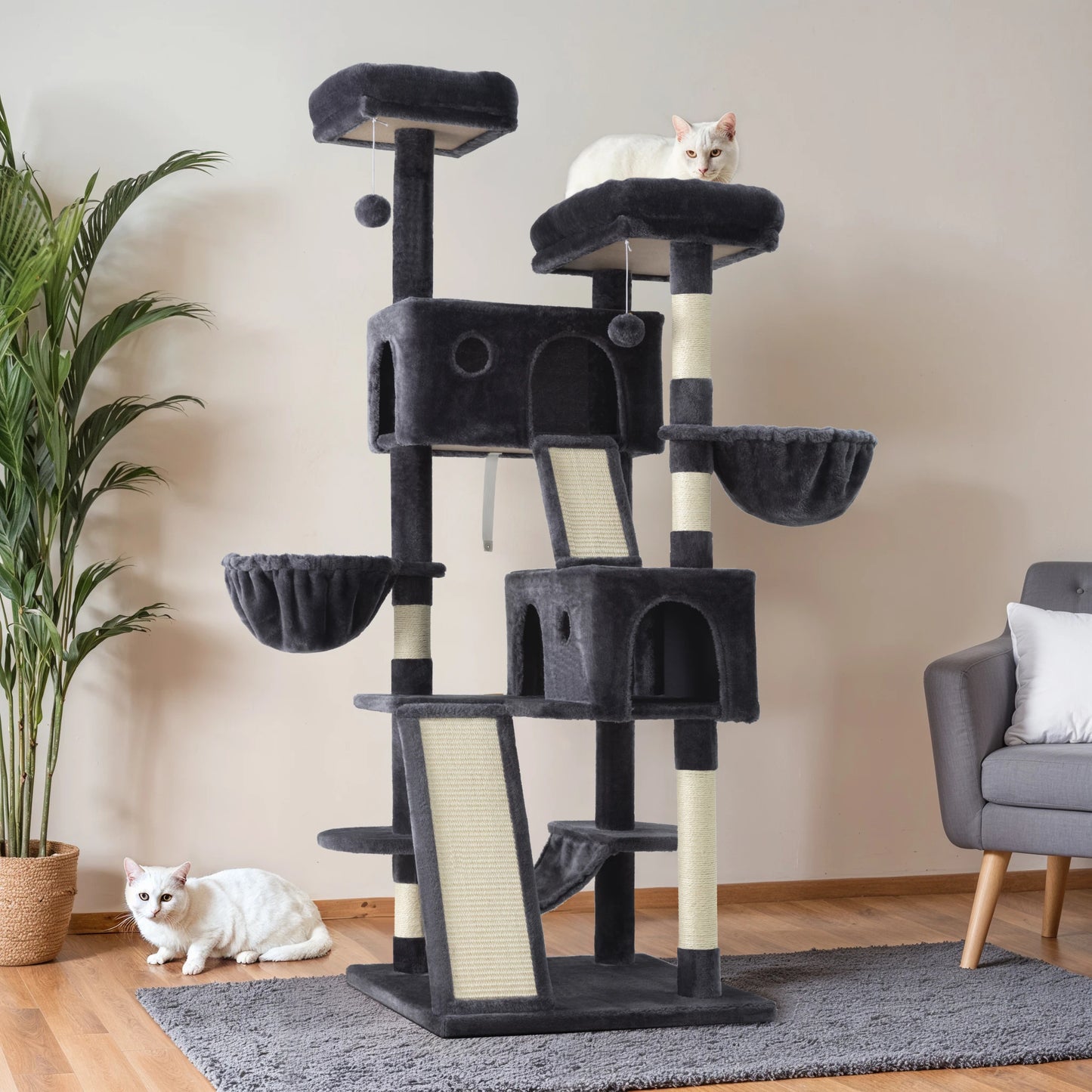 HOOMIC Cat Tree Tower Plush Perches for Large Cats