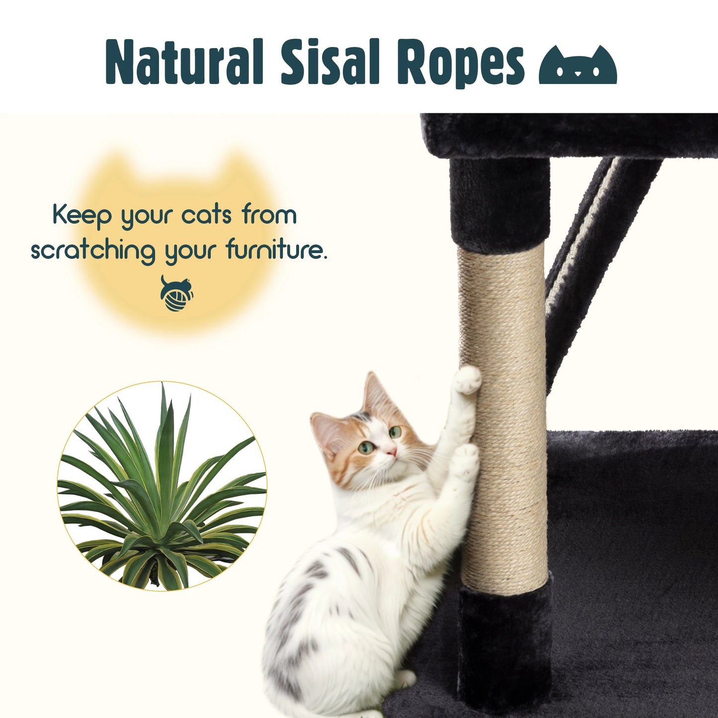 HOOMIC Cat Tree Tower Plush Perches for Large Cats