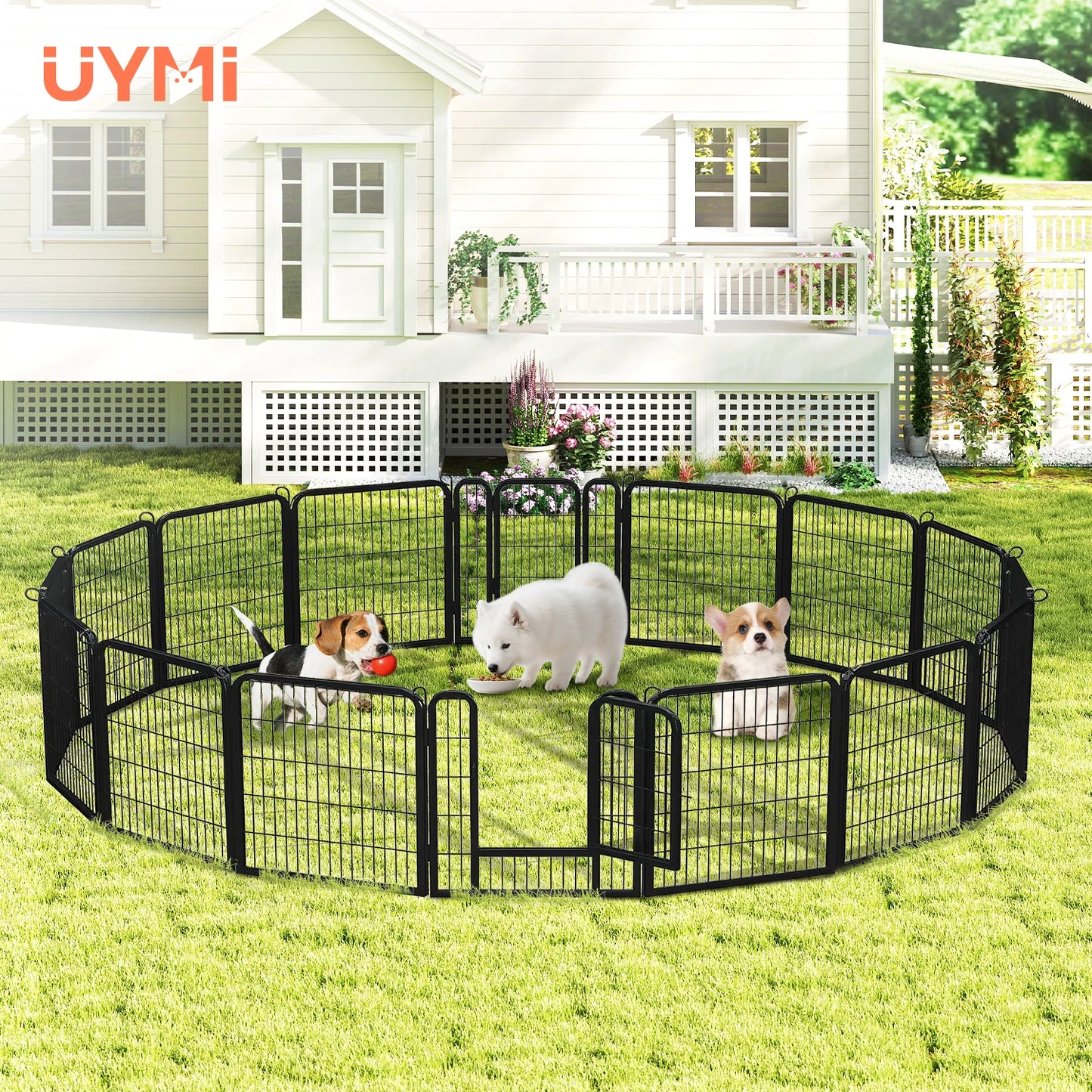 PEQULTI Heavy Duty Metal Puppy Playpen Indoor Outdoor