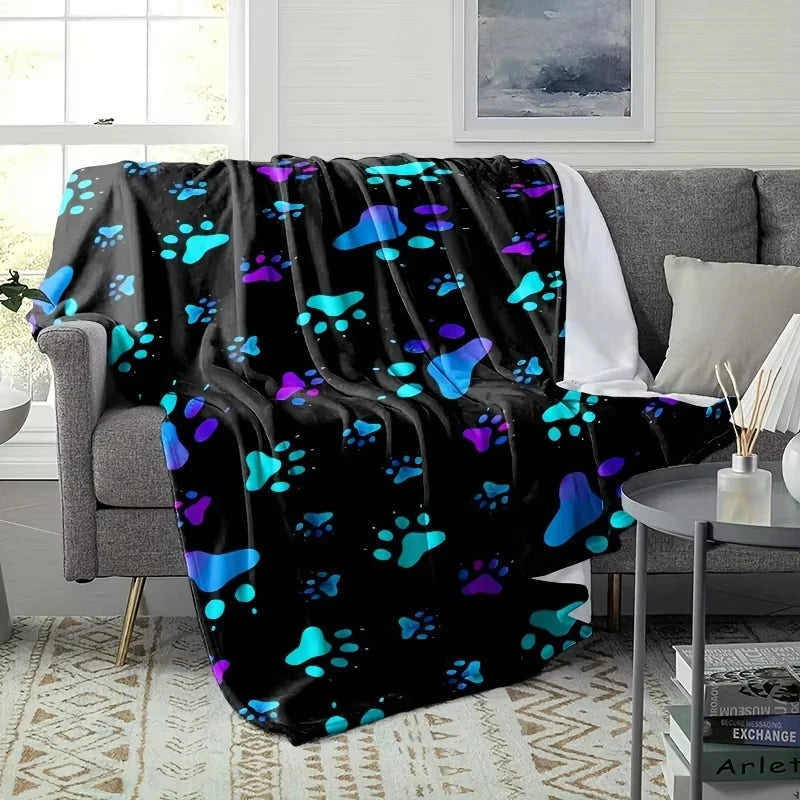 Craft of Weaving Dog Paw Print Throw Blanket for Travel