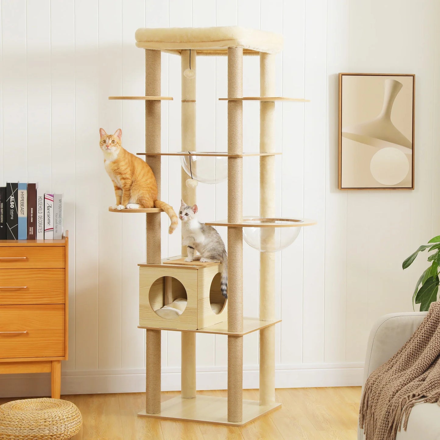 PAWZ Road Multi Level Cat Tree Wood Tower Scratcher