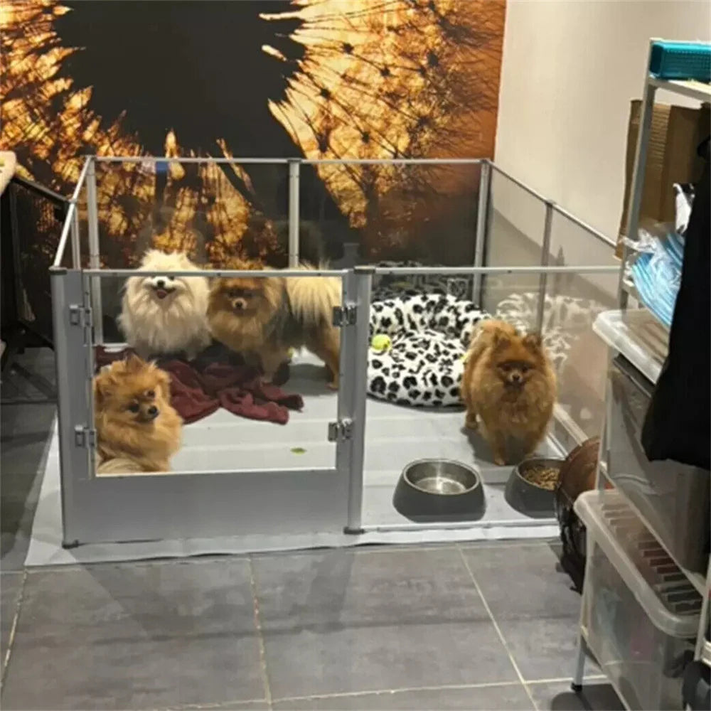 BORWARTH Acrylic Dog Playpen Indoor Enclosure With Pad