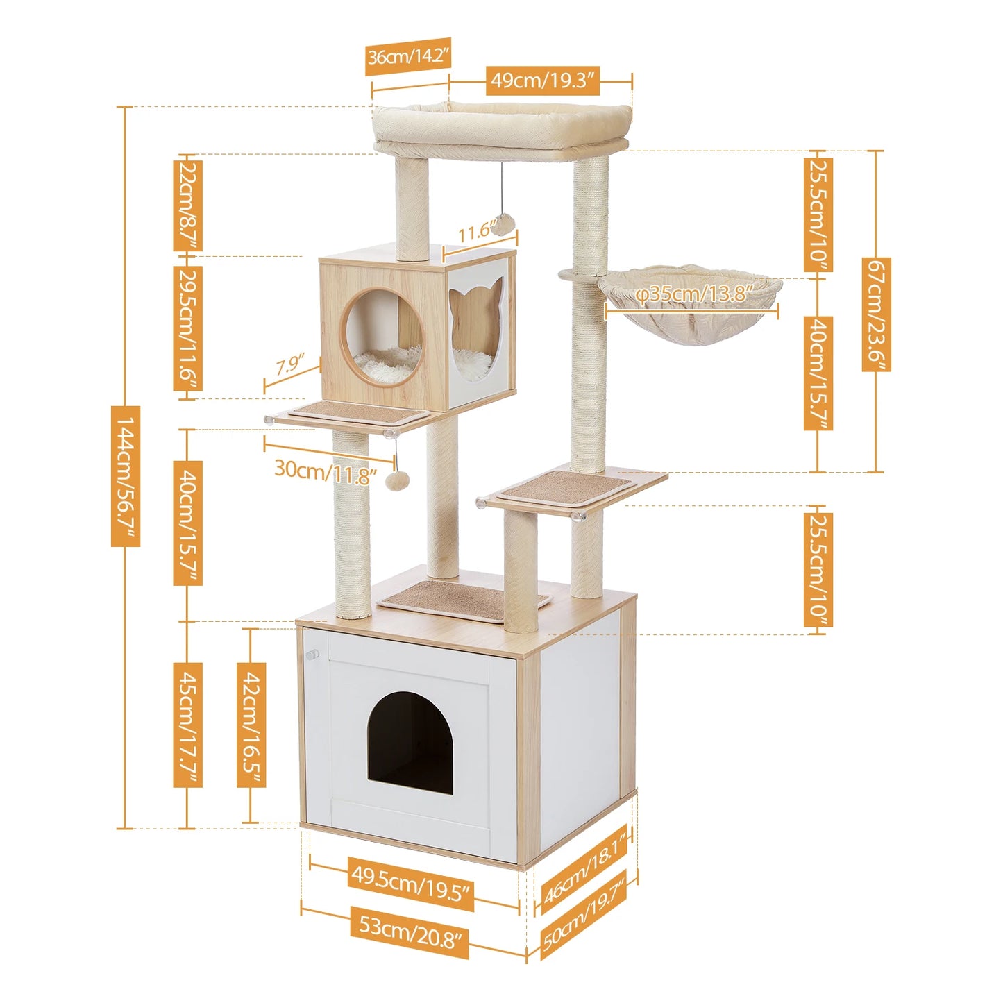 PAWZ Road Multi Level Cat Tree Wood Tower Scratcher