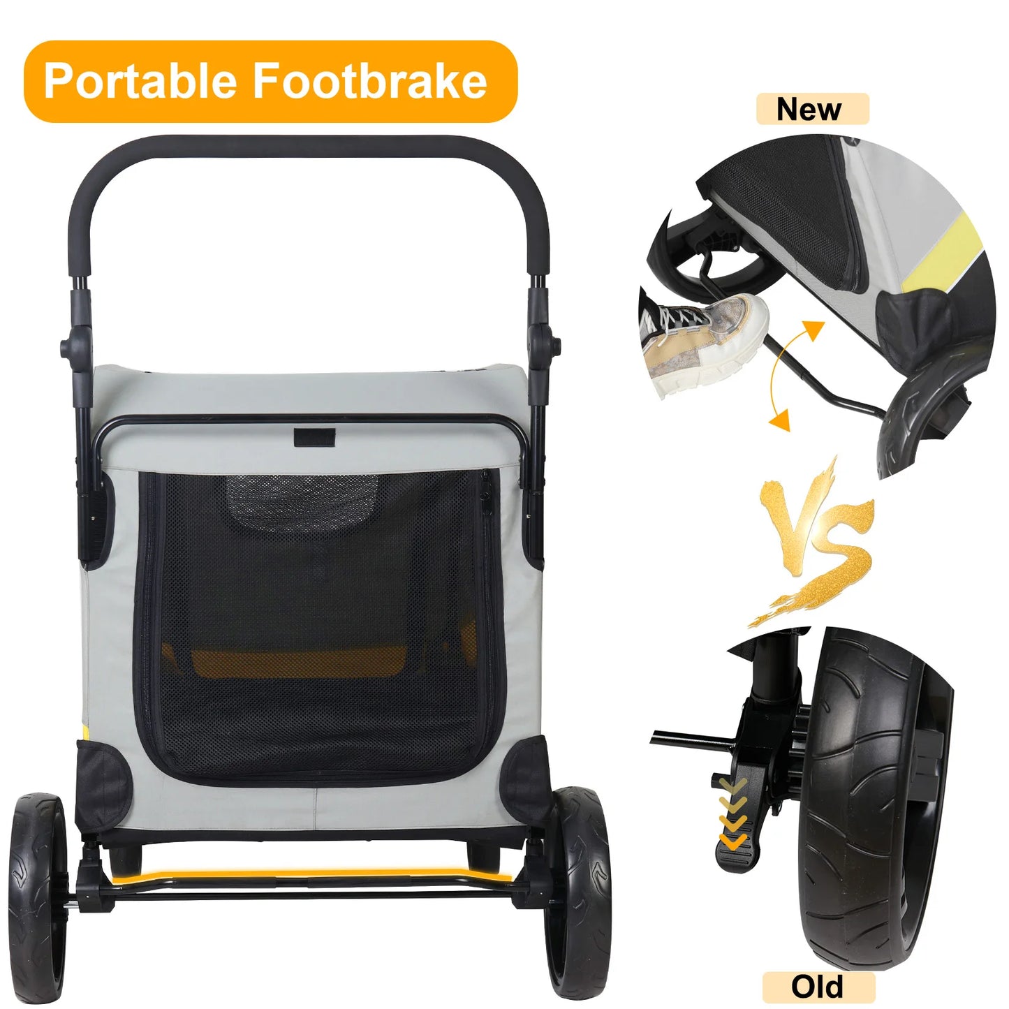 Premium Dog Stroller Pram 4 Wheel Foldable Cart Jogger