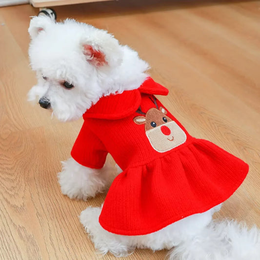 Pet Skirt Dress Warm Winter Christmas Dog Clothes Outfits