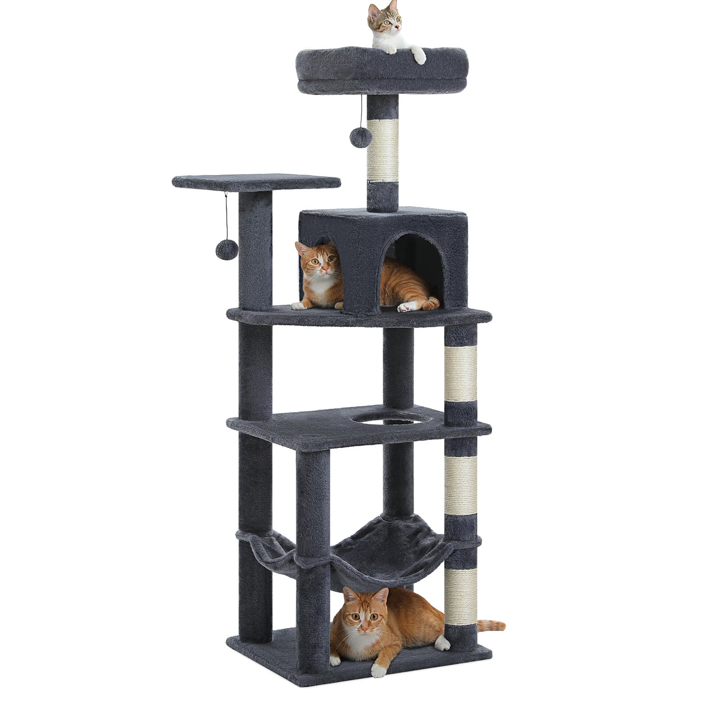 PEQULTICN Multi Level Cat Tree Tower With Private Condo Top Perches Hammock Natural Sisal Posts