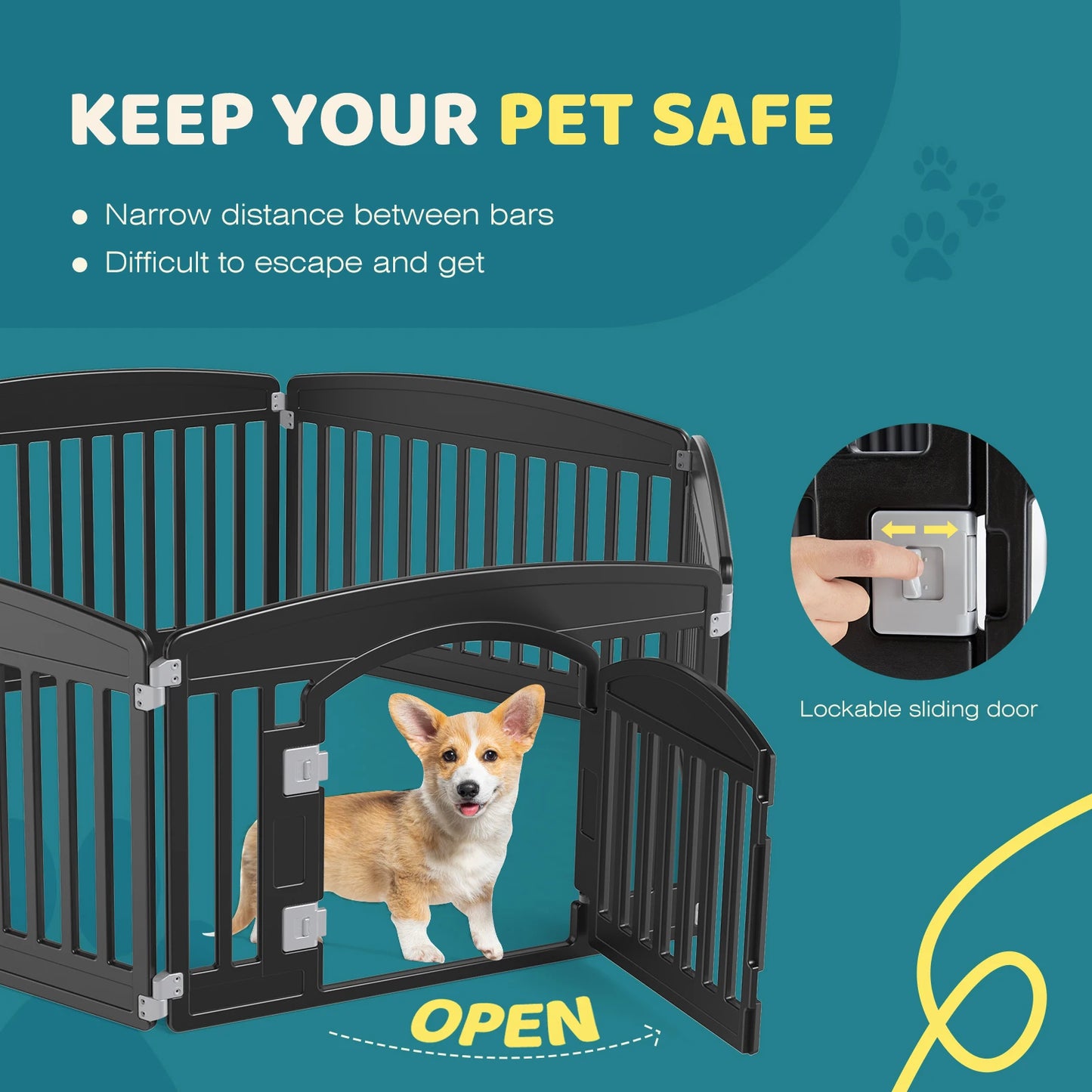 JHK Plastic Dog Playpen Expandable Durable Pet Fence for Medium Dogs Indoor Outdoor