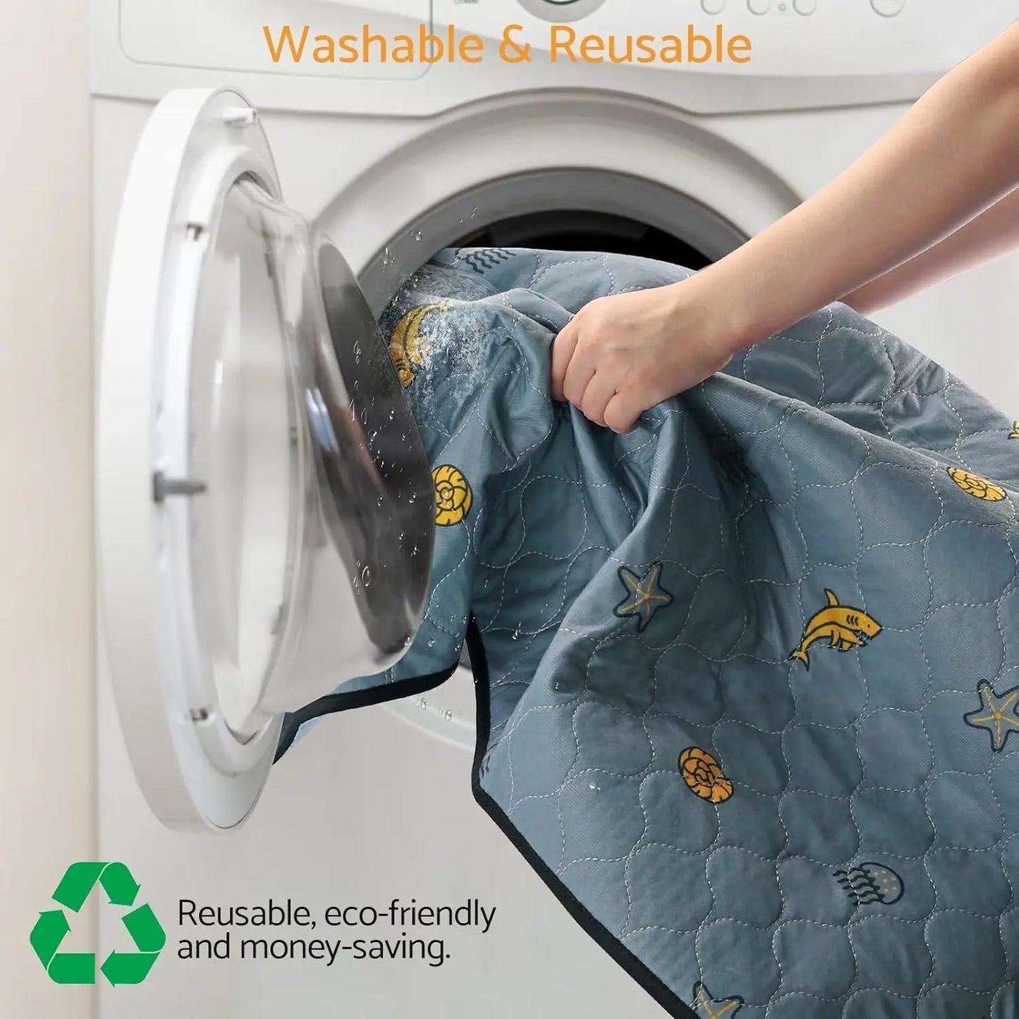 Reusable Washable Dog Pee Pads Non Slip Waterproof Shark Print