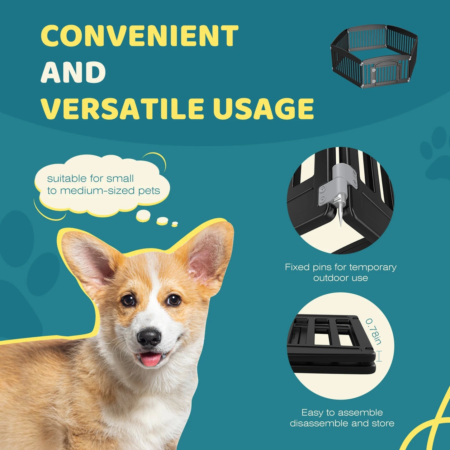 JHK Plastic Dog Playpen Expandable Durable Pet Fence for Medium Dogs Indoor Outdoor