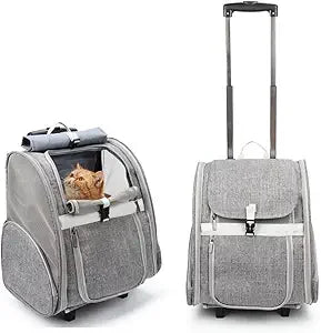 TIFICY Pet Rolling Carrier With Wheels For Cats And Dogs