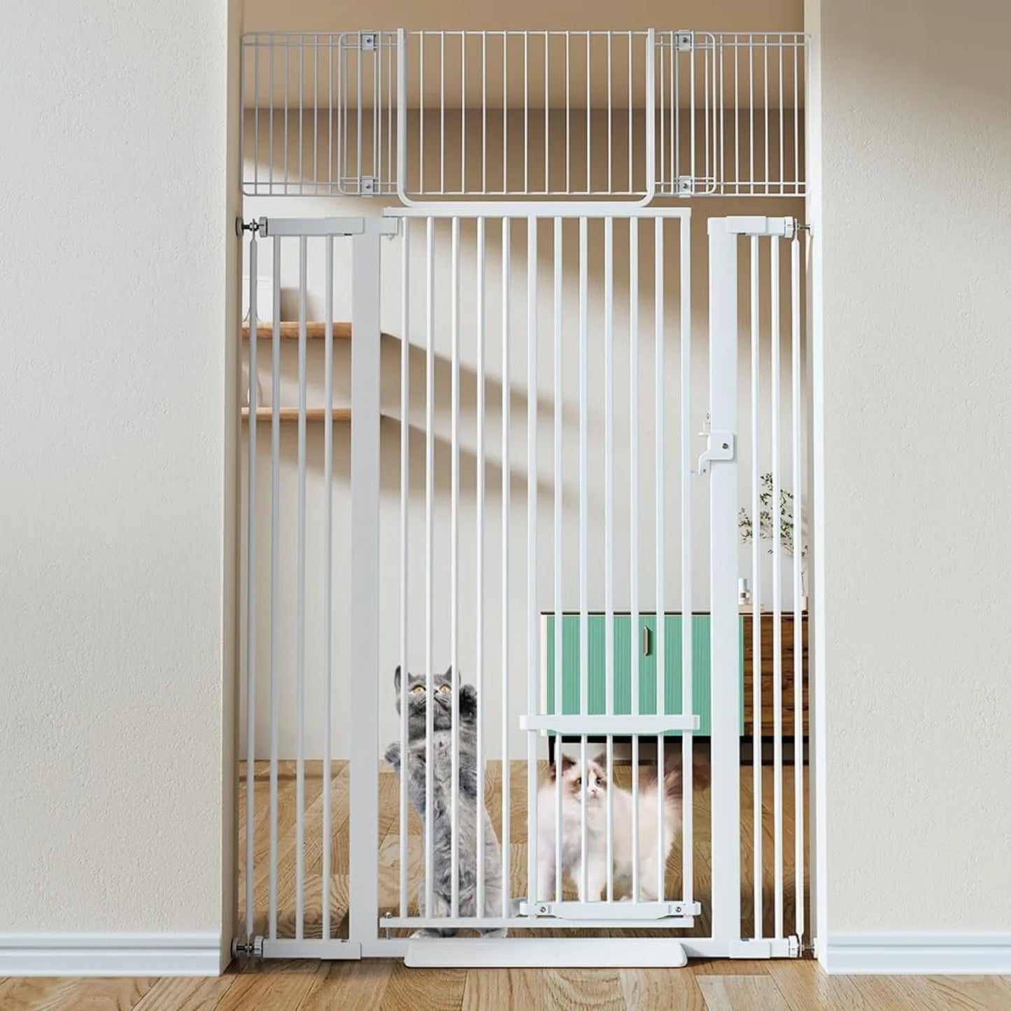 ZUIJI Pet Gate For Cats Walk Through Pressure Mounted