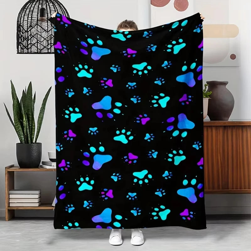 Craft of Weaving Dog Paw Print Throw Blanket for Travel