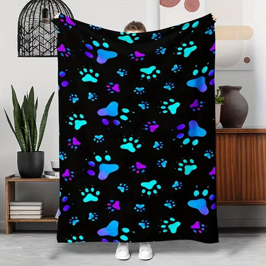Craft of Weaving Dog Paw Print Throw Blanket for Travel