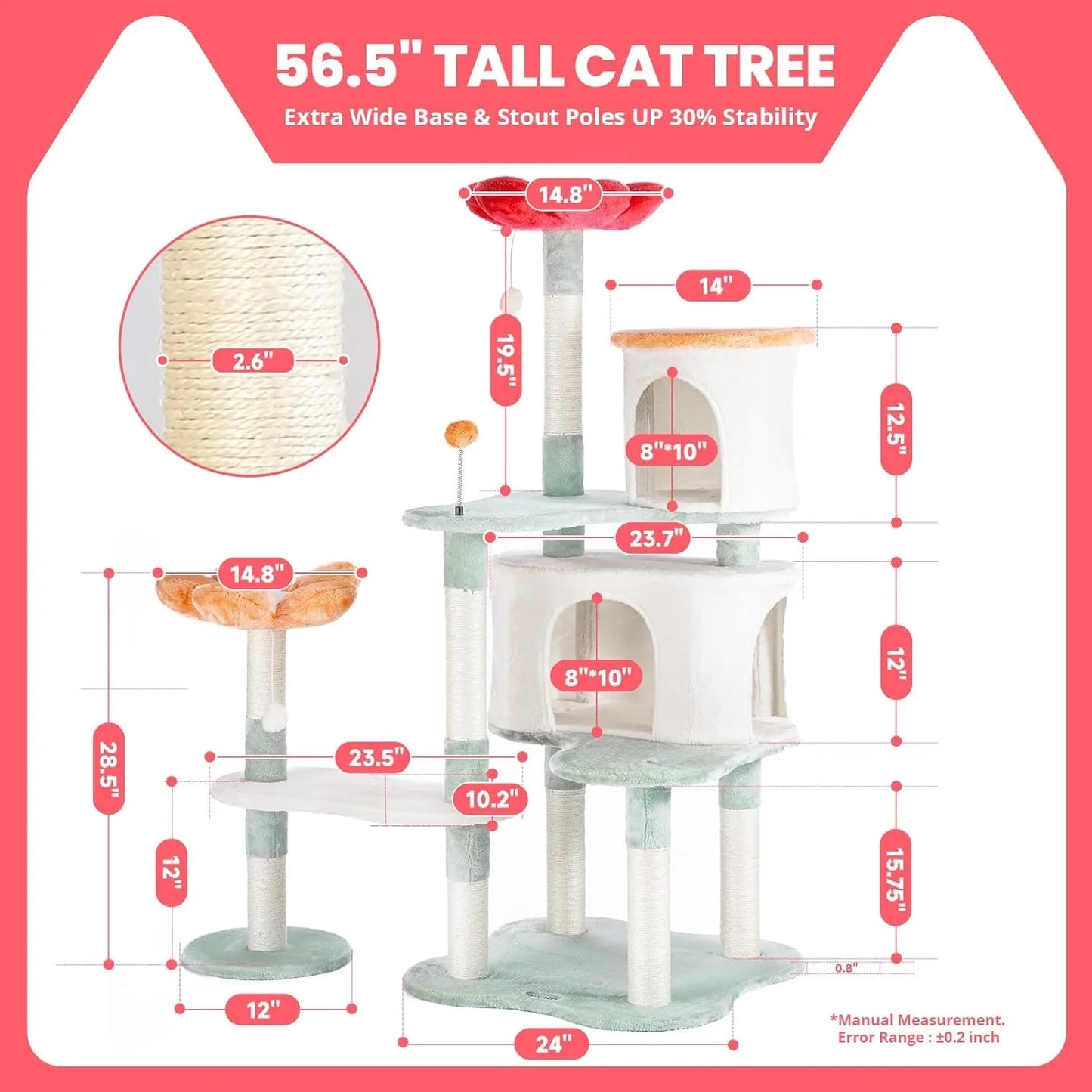 ZUIJI Flower Dign Cat Tree Multi Level Tower For Cats