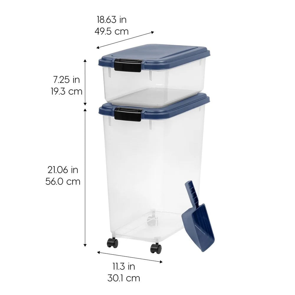 XMSJ Airtight Pet Food Container Set With Scoop And Wheels