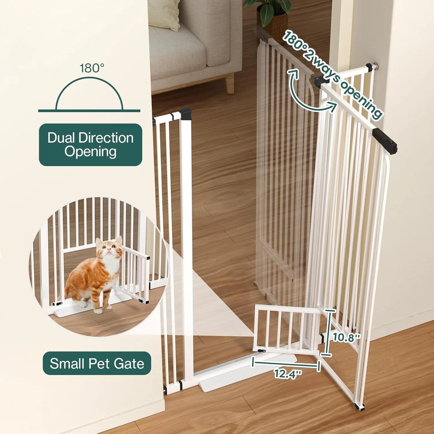 ZUIJI Tall Cat Gate For Doorways No Drilling Easy Use