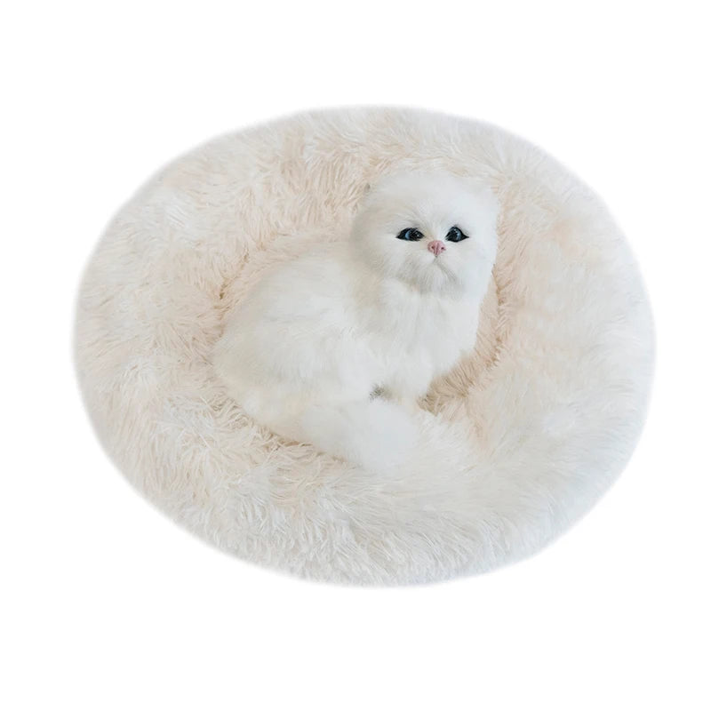 CN Sichuan Fluffy Plush Donut Dog Bed Round Kennel Cushion