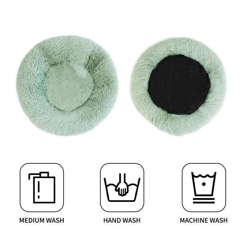 CN Sichuan Fluffy Plush Donut Dog Bed Round Kennel Cushion