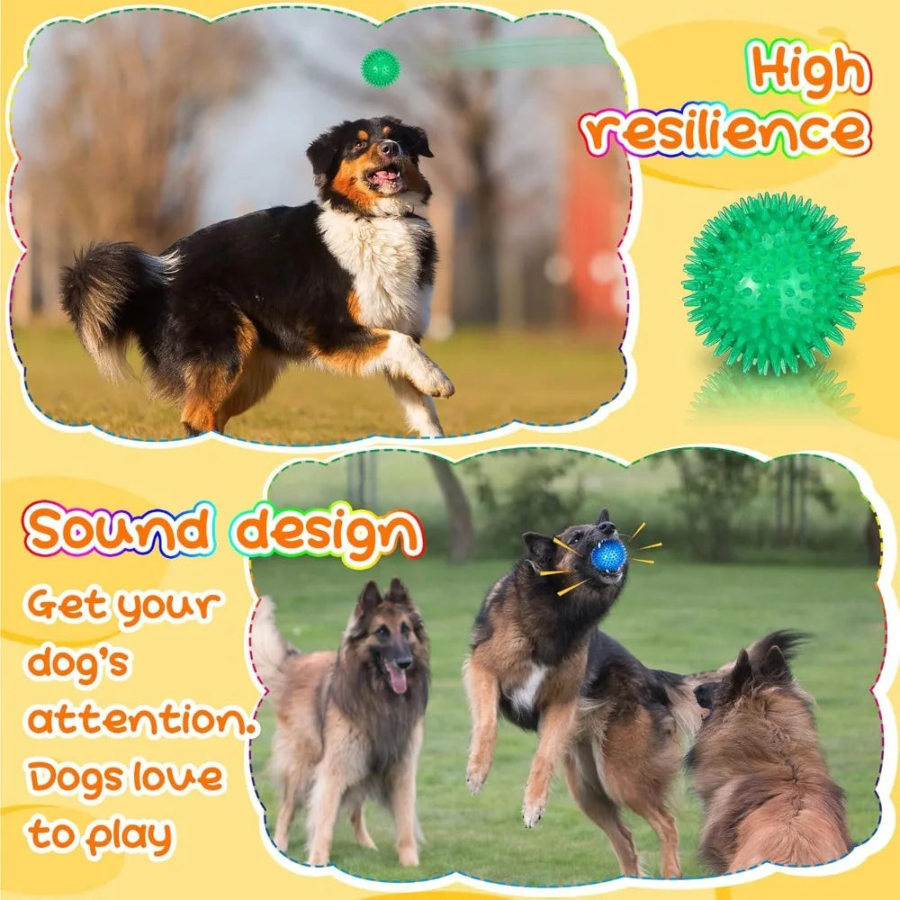 Lenwen Spikey Dog Balls 24 Pack Squeaky Durable Toys