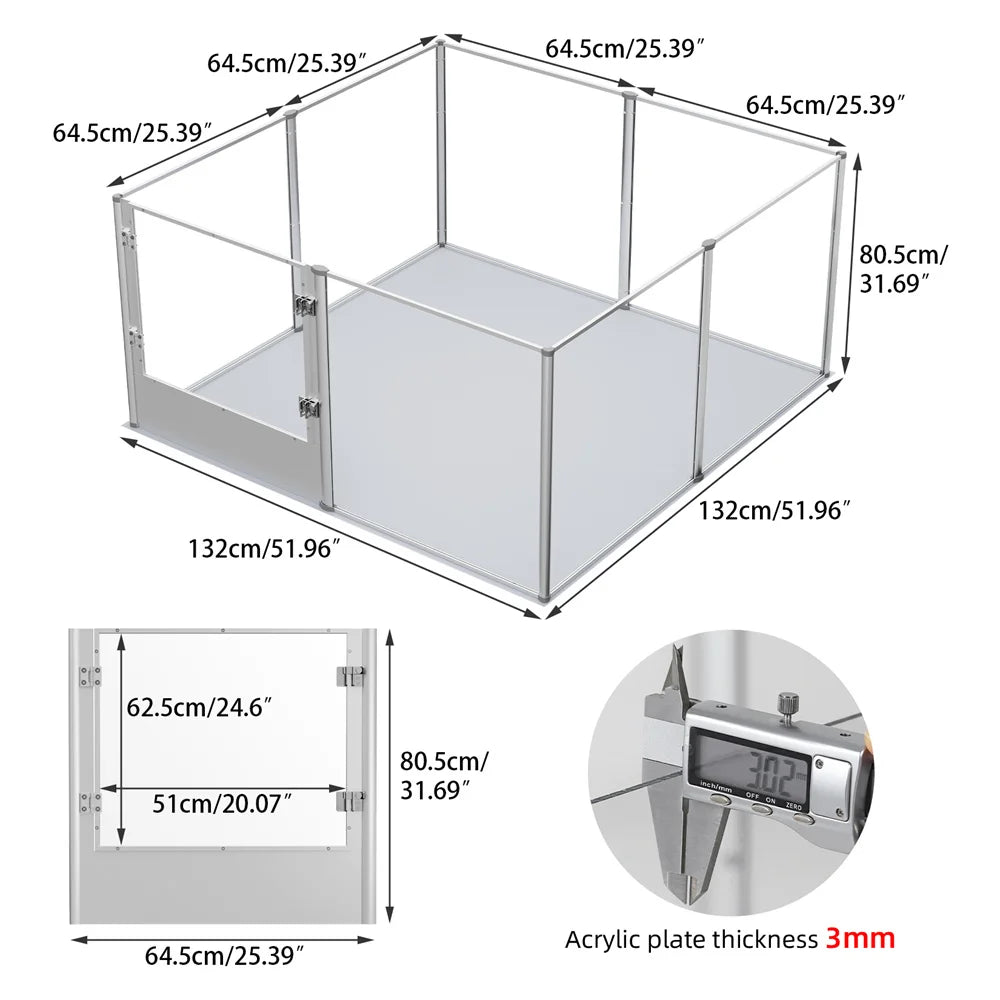 BORWARTH Acrylic Dog Playpen Indoor Enclosure With Pad