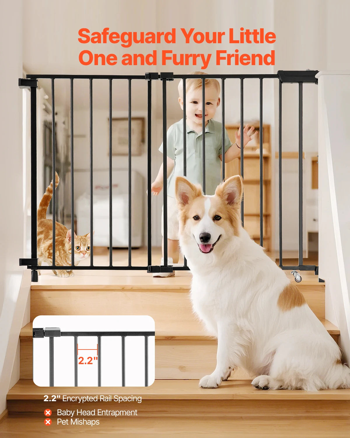 SucceBuy Baby Gate No Threshold Easy Step Walk For Pets And Kids Safety Indoors At Home