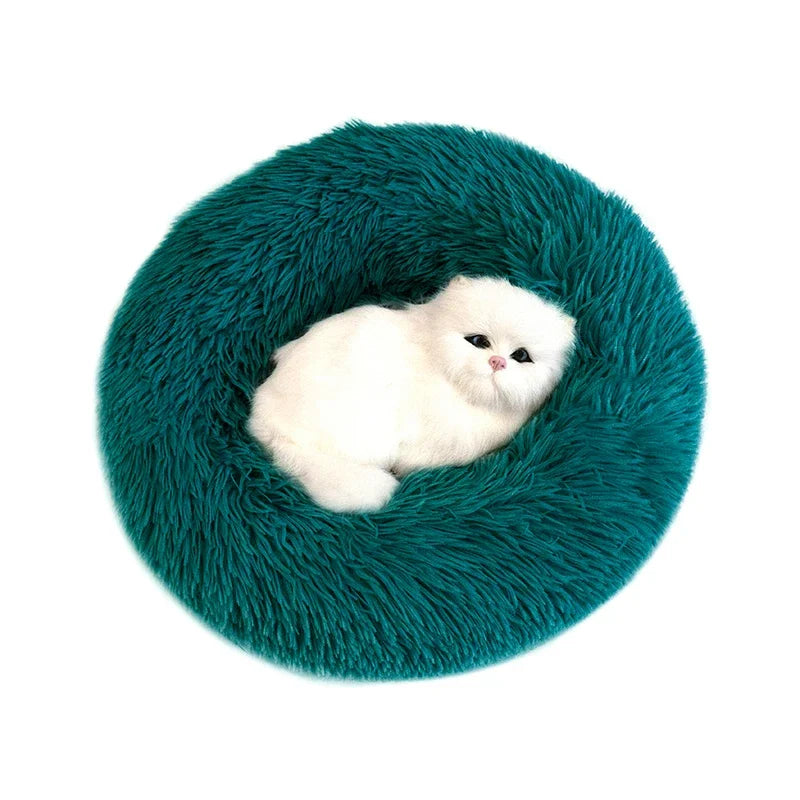 CN Sichuan Fluffy Plush Donut Dog Bed Round Kennel Cushion