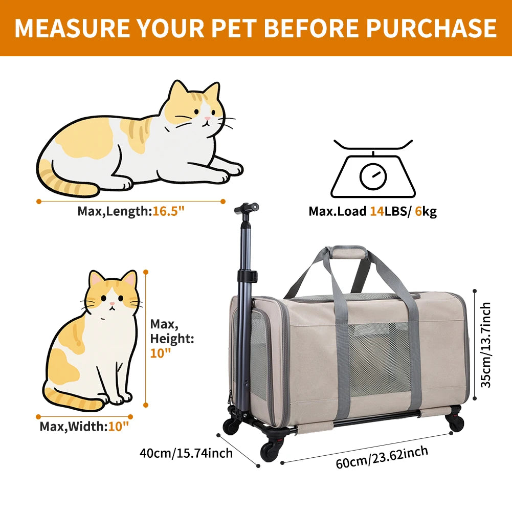 Cat Transport Stroller With Wheels For Travel Animals