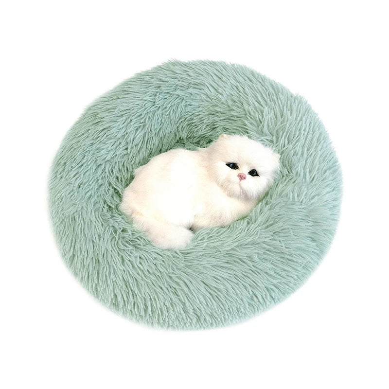CN Sichuan Fluffy Plush Donut Dog Bed Round Kennel Cushion