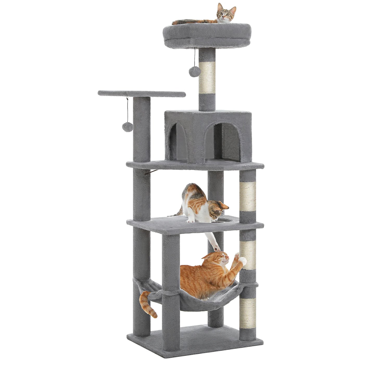 PEQULTICN Multi Level Cat Tree Tower With Private Condo Top Perches Hammock Natural Sisal Posts