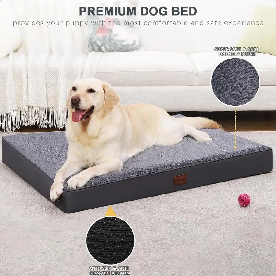 Waterproof Orthopedic Dog Bed for Crate with Washable Cover Foam