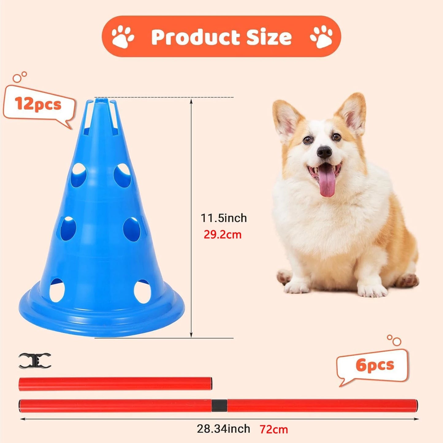Hignconcerned Dog Agility Hurdle Cone Set With 12 Cones