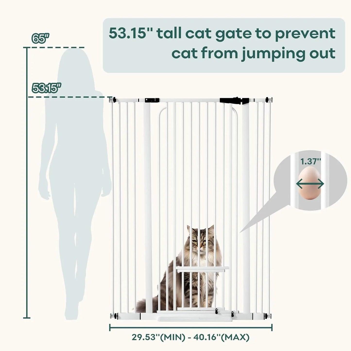ZUIJI Tall Cat Gate For Doorways No Drilling Easy Use
