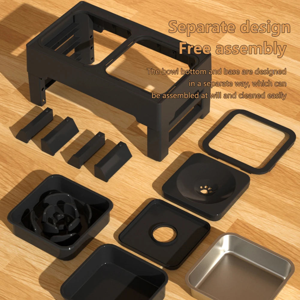 TWISTER.CK Elevated Slow Feeder Dog Bowl Stand With Bowls