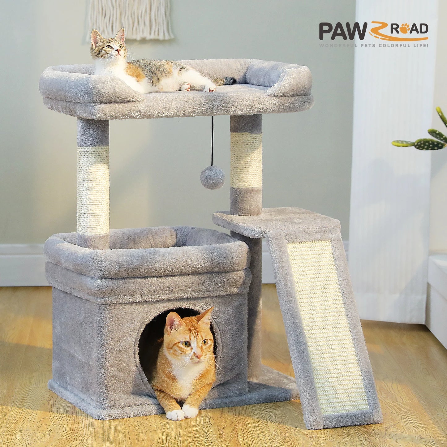 PAWZ Road Indoor Cat Tree Tower With DurableSisalScratchingPostPad HouseholdLiving