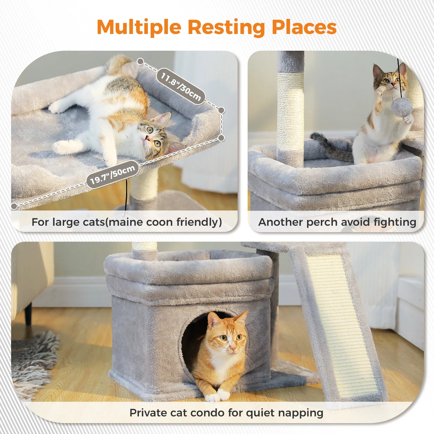 PAWZ Road Indoor Cat Tree Tower With DurableSisalScratchingPostPad HouseholdLiving
