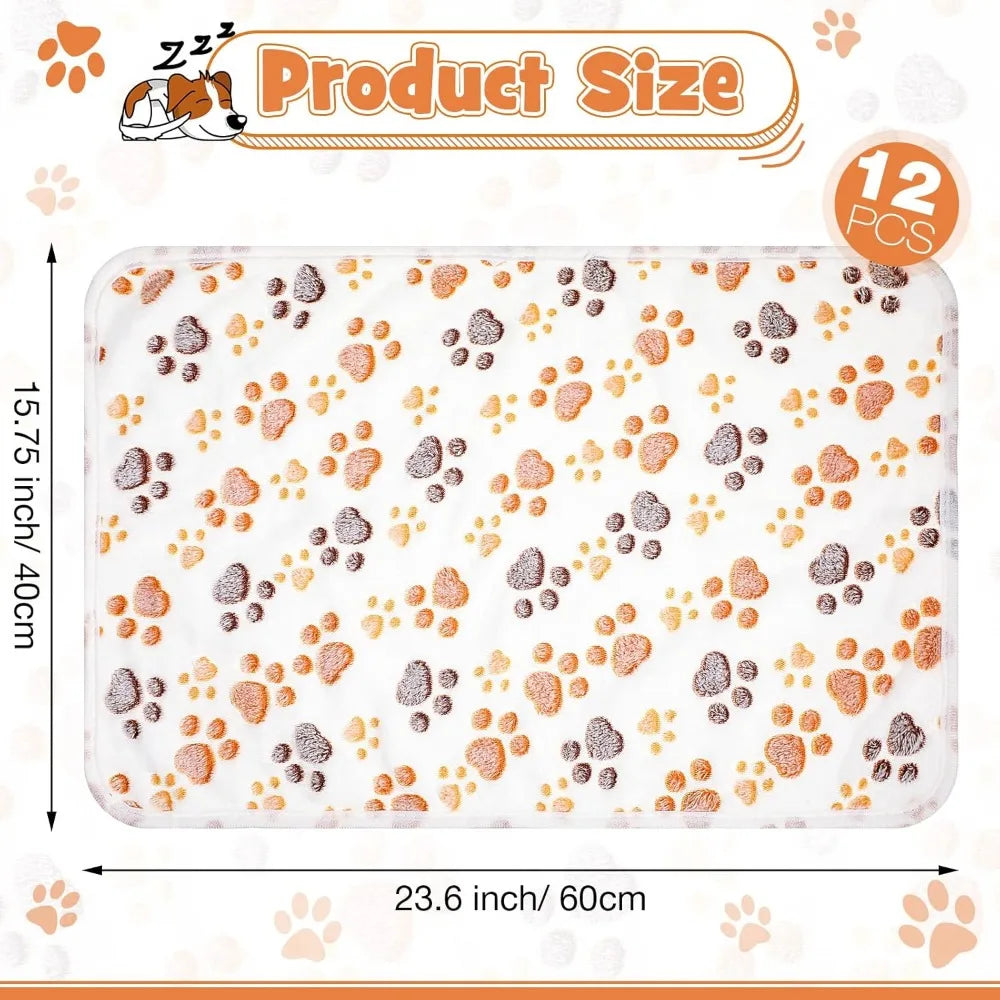12 Piece Fleece Pet Blanket Set For Dogs And Cats All Season