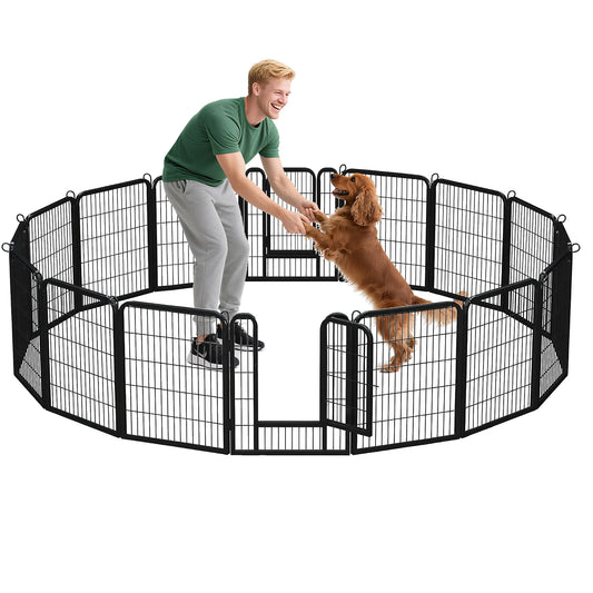 PEQULTI Heavy Duty Metal Puppy Playpen Indoor Outdoor
