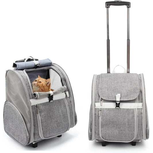 TIFICY Pet Rolling Carrier With Wheels For Cats And Dogs