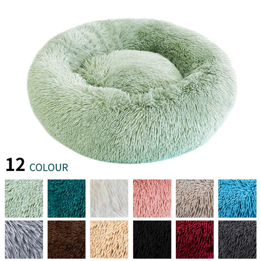 CN Sichuan Fluffy Plush Donut Dog Bed Round Kennel Cushion
