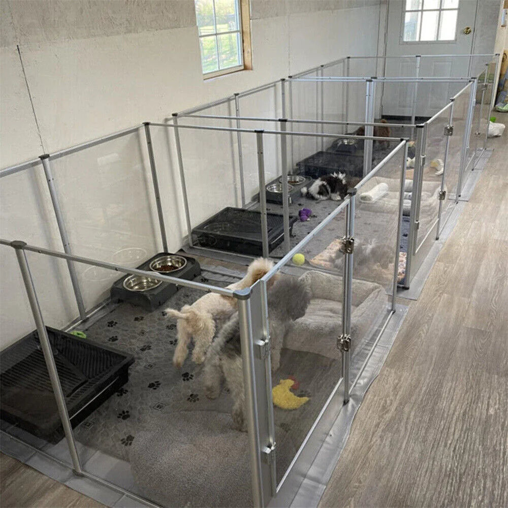 BORWARTH Acrylic Dog Playpen Indoor Enclosure With Pad