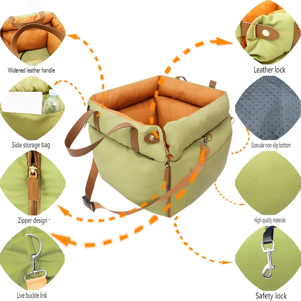 XMSJ Deluxe Artificial Leather Dog Car Seat Bed Waterproof