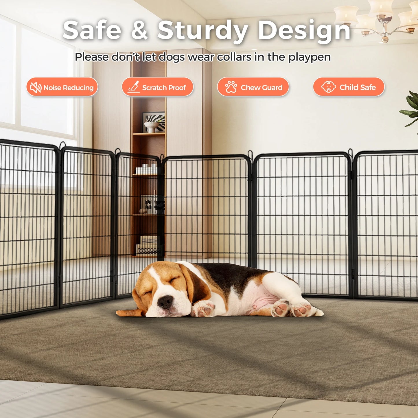 PEQULTI Heavy Duty Metal Puppy Playpen Indoor Outdoor